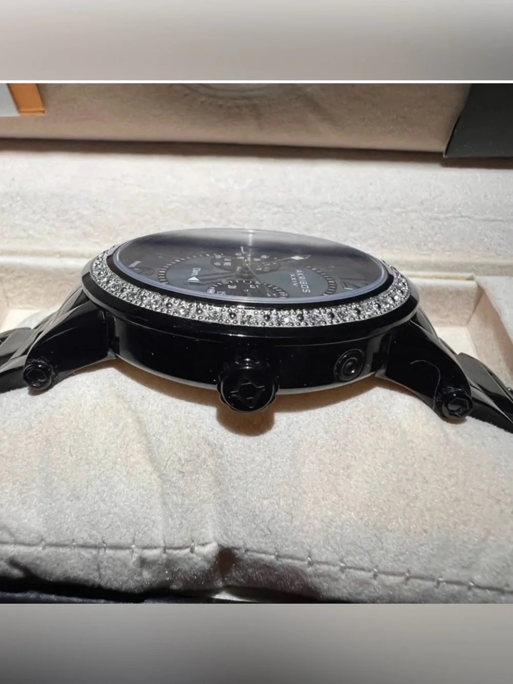 Akribos XXIV Black and Silver Radiant Caseback Watch